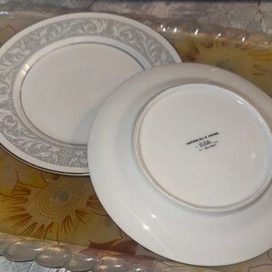 White Dinner Plate with Silver Scroll Rim - Imperial China
